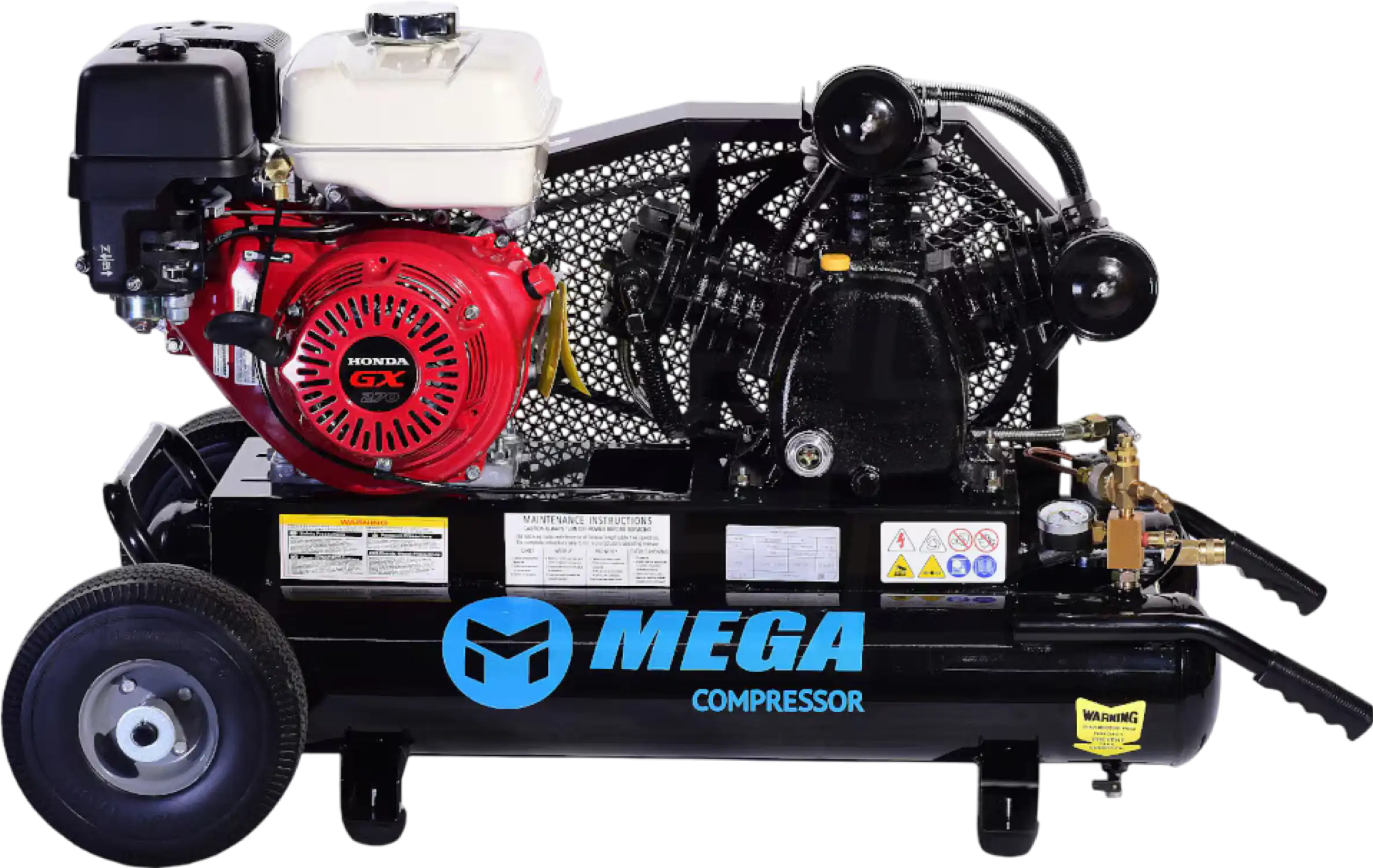 Mega Compressor MP-9010G Air Compressor Twin Tank 10 Gallon 9 HP 150 PSI Gas Honda Engine New