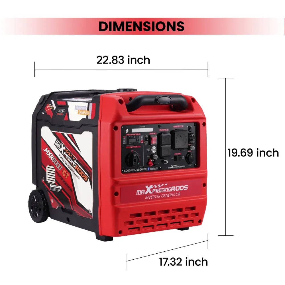 Maxpeedingrods 5000W/6000W Inverter Generator 50A Gas Low THD Remote Start CO Alert MXR6000GT-US New