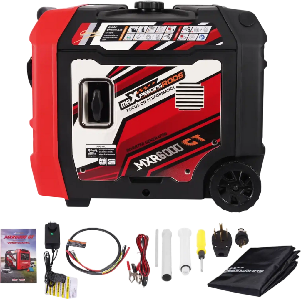 Maxpeedingrods 5000W/6000W Inverter Generator 50A Gas Low THD Remote Start CO Alert MXR6000GT-US New