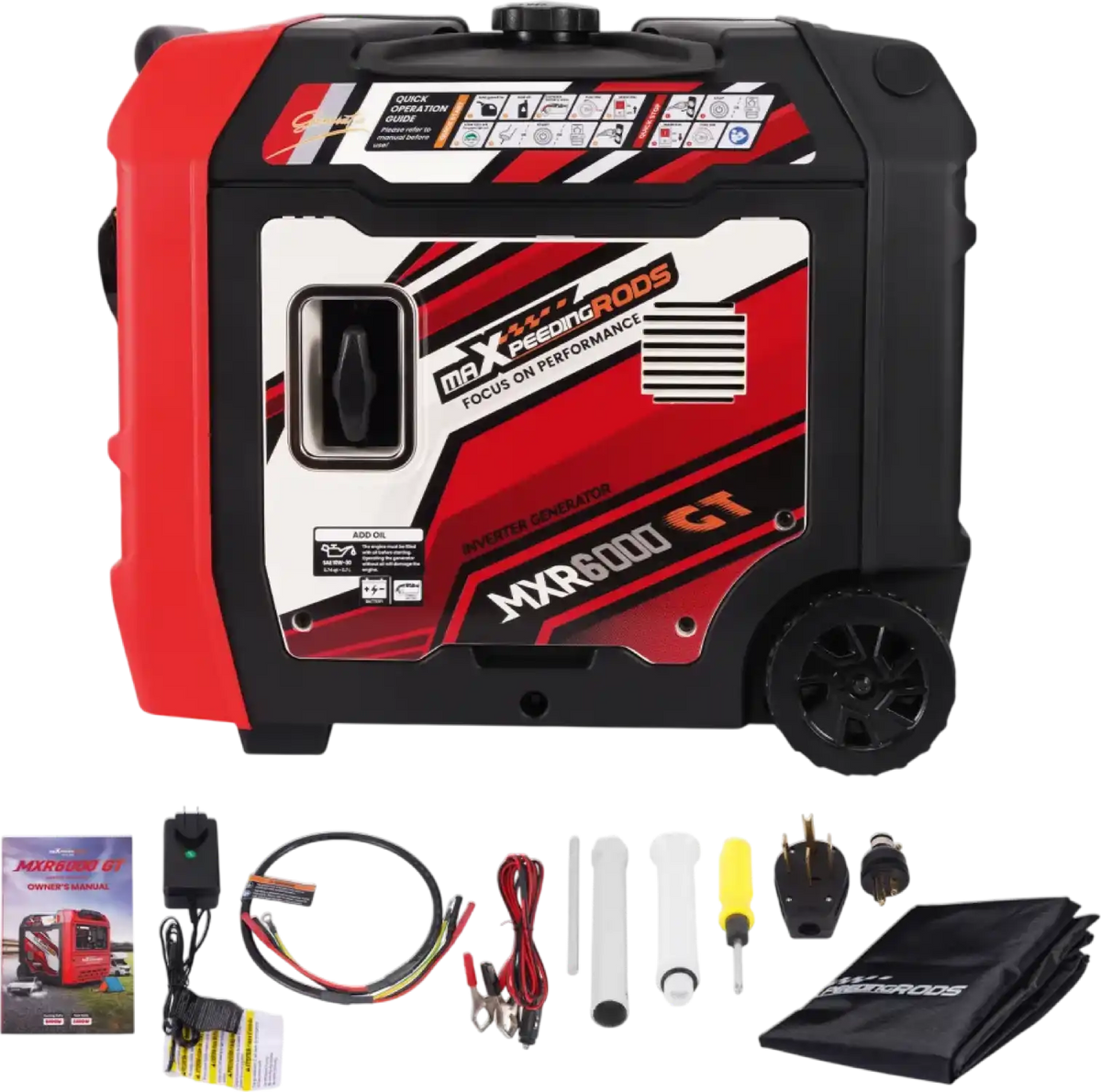 Maxpeedingrods 5000W/6000W Inverter Generator 50A Gas Low THD Remote Start CO Alert MXR6000GT-US New