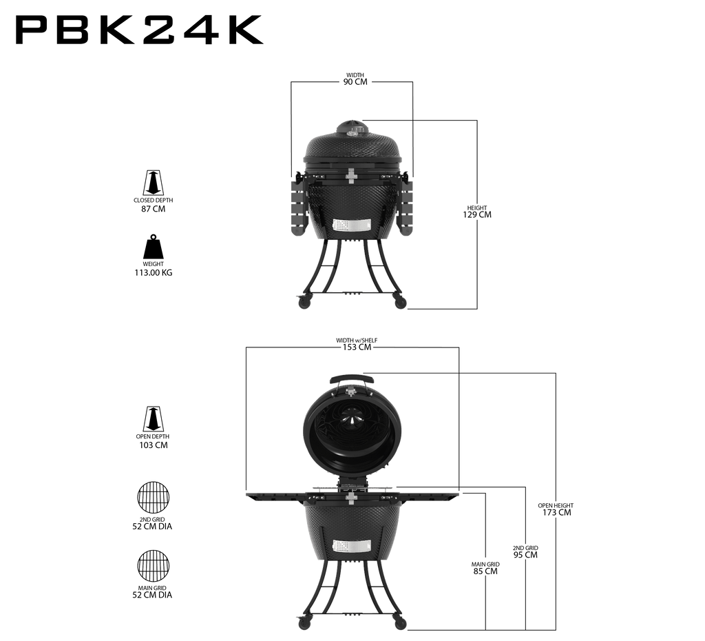 Pit Boss K24 24 (60cm) Black Ceramic Kamado BBQ with Cover