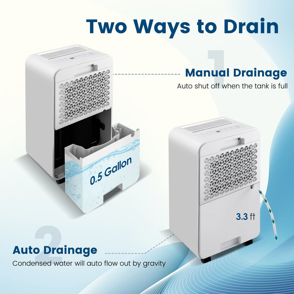 Costway 32 Pint/Day Portable Quiet Dehumidifier for Rooms up to 2500 Sq Ft 93842651 New