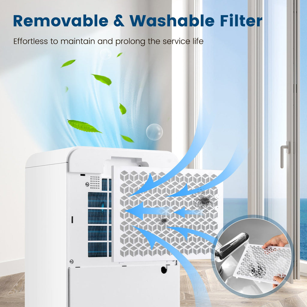 Costway 32 Pint/Day Portable Quiet Dehumidifier for Rooms up to 2500 Sq Ft 93842651 New