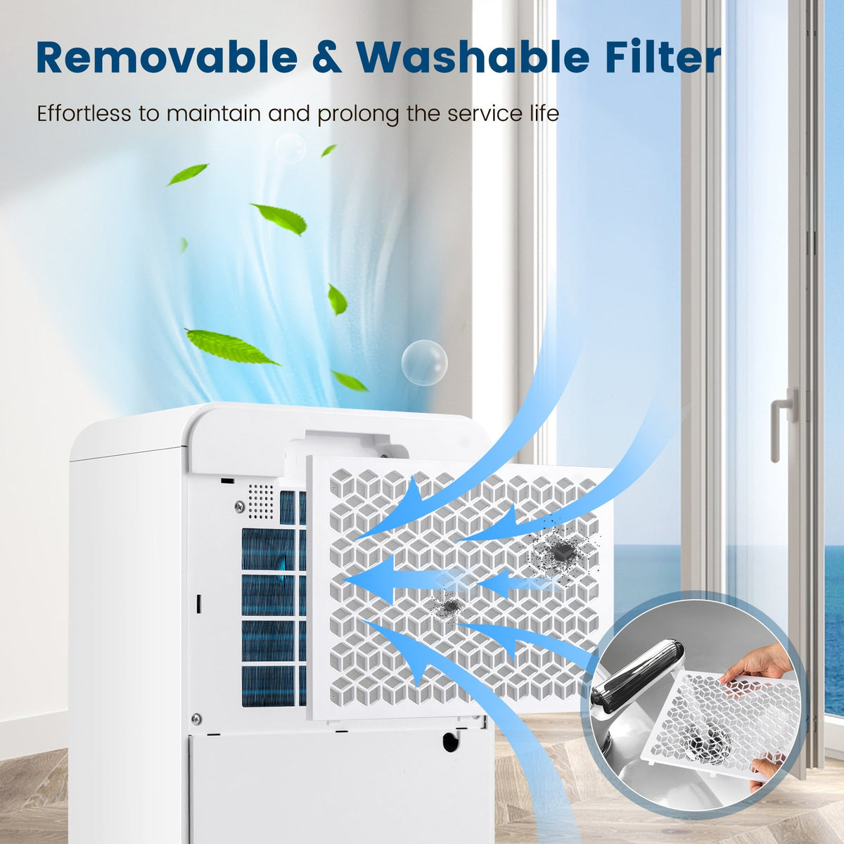 Costway 32 Pint/Day Portable Quiet Dehumidifier for Rooms up to 2500 Sq Ft 93842651 New