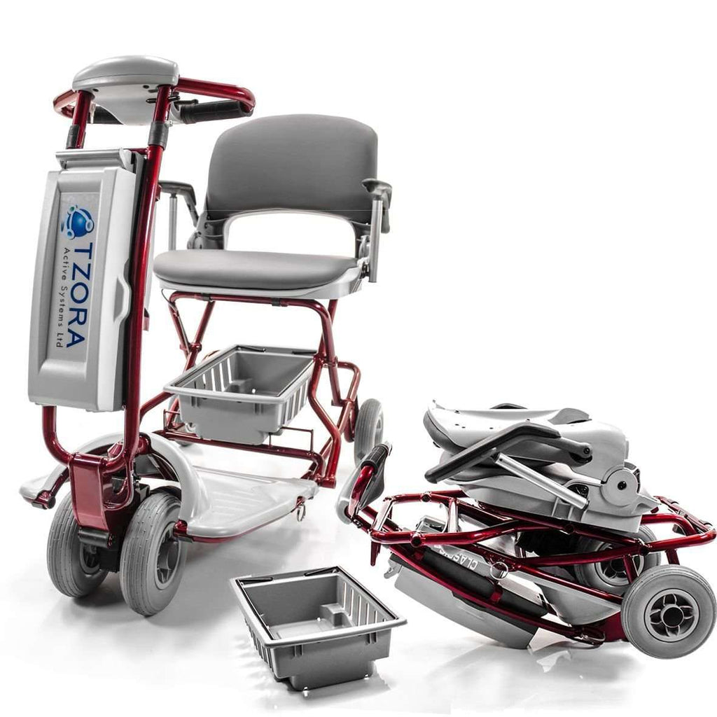 Tzora TZELITE  Elite Portable Compact Lightweight Folding Mobility Scooter Red New