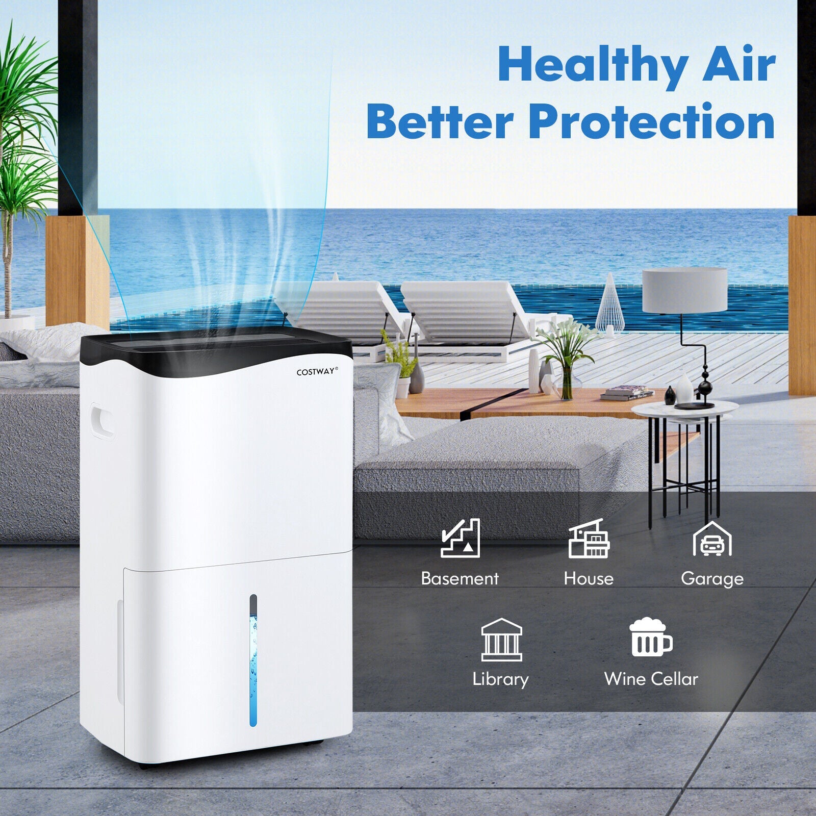 Costway 100-Pint Smart App Alexa Home Basement Dehumidifier 71049532 New