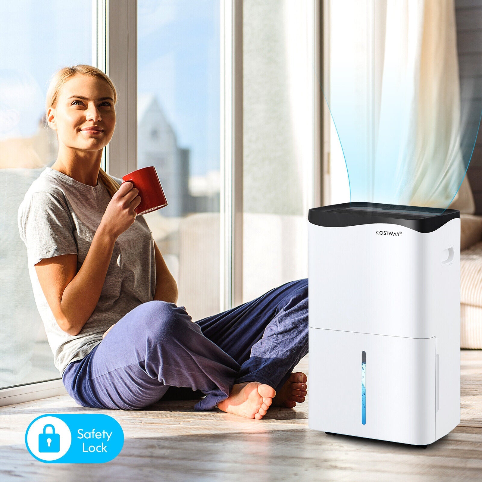 Costway 100-Pint Smart App Alexa Home Basement Dehumidifier 71049532 New