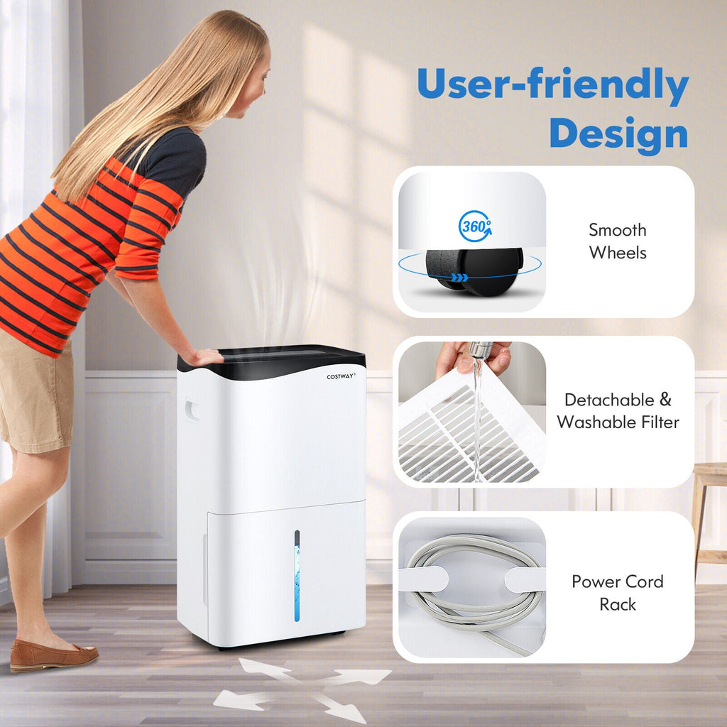 Costway 100-Pint Smart App Alexa Home Basement Dehumidifier 71049532 New