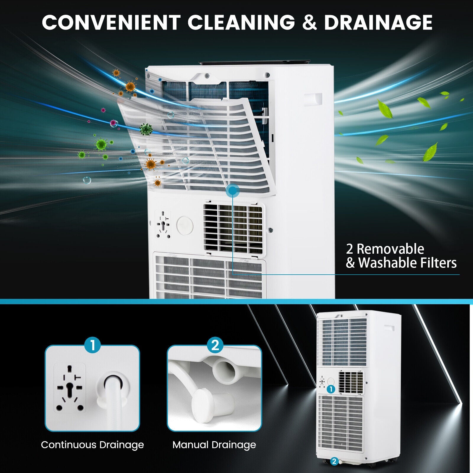 Costway Portable Air Conditioner 8000 BTU with Remote Control New