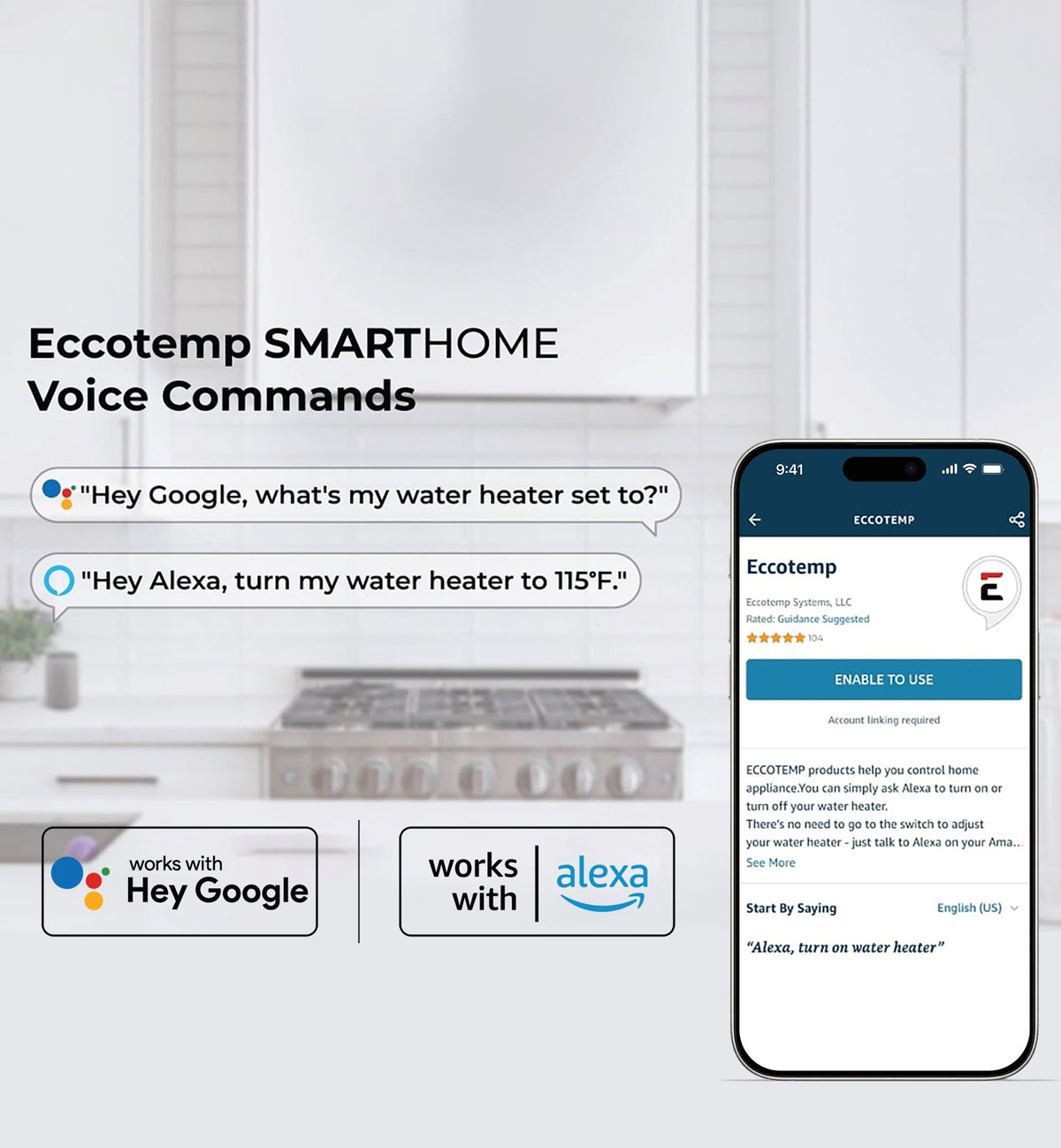 Eccotemp SH12-A SmartHome Tankless Water Heater Natural Gas 4 GPM Indoor Wi-Fi Open Box