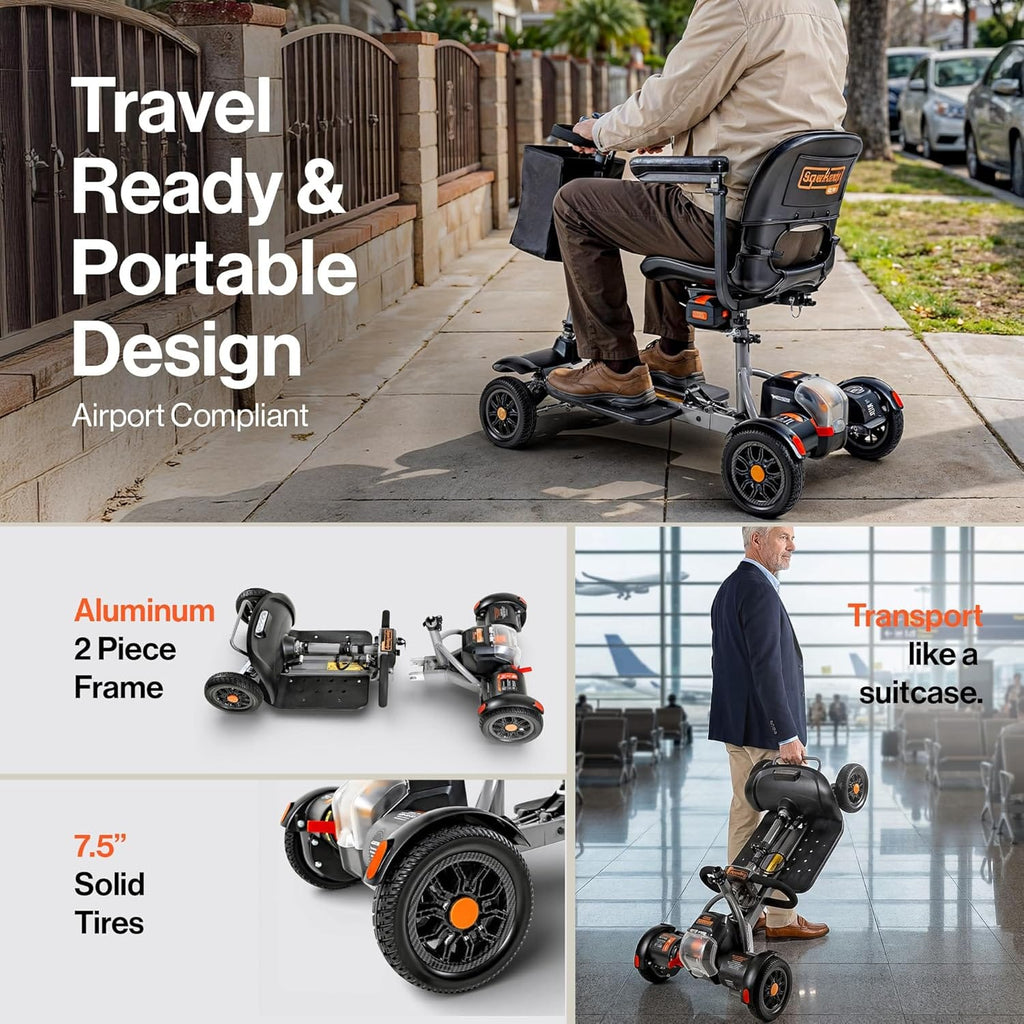 Super Handy GUT204 Passport Flex Mobility Scooter 4-Wheel Foldable 3.7 MPH 6 Mile Range 48V New