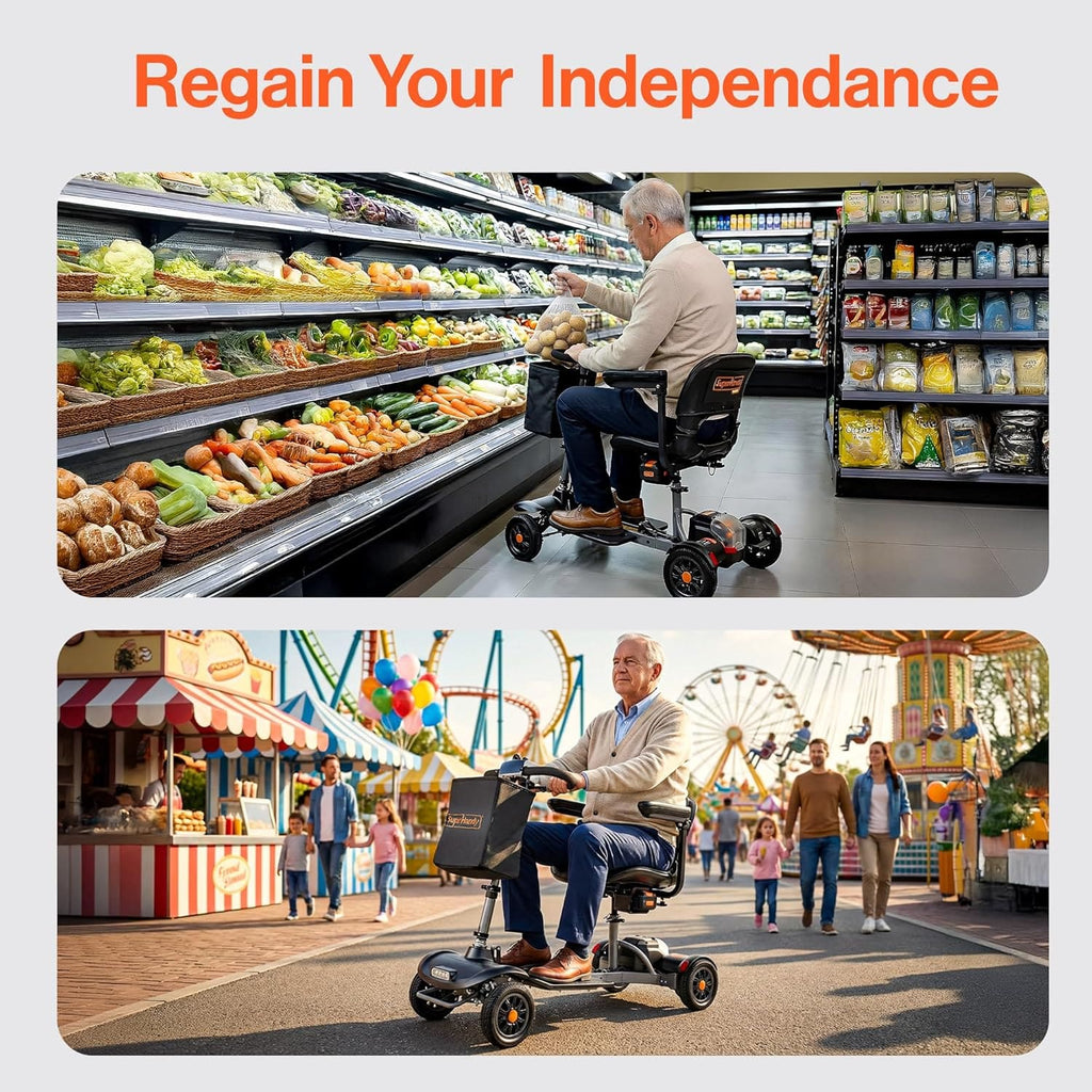 Super Handy GUT204 Passport Flex Mobility Scooter 4-Wheel Foldable 3.7 MPH 6 Mile Range 48V New