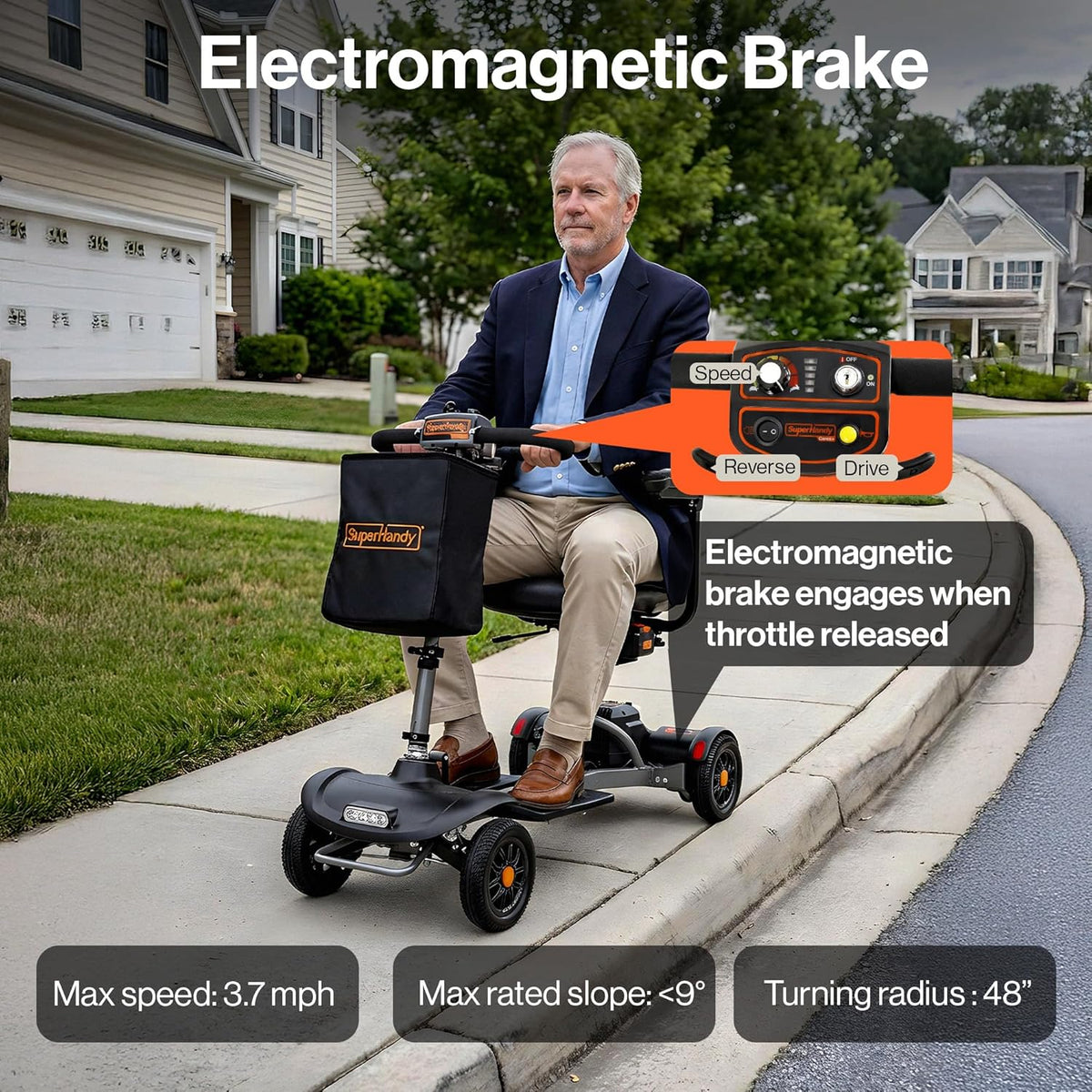 Super Handy GUT204 Passport Flex Mobility Scooter 4-Wheel Foldable 3.7 MPH 6 Mile Range 48V New