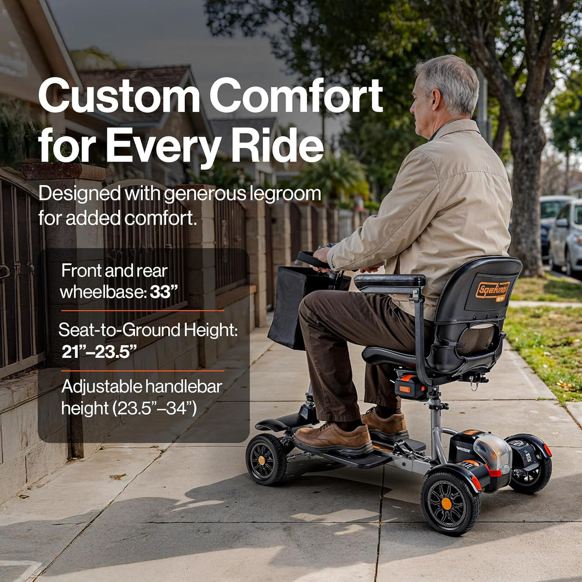 Super Handy GUT204 Passport Flex Mobility Scooter 4-Wheel Foldable 3.7 MPH 6 Mile Range 48V New