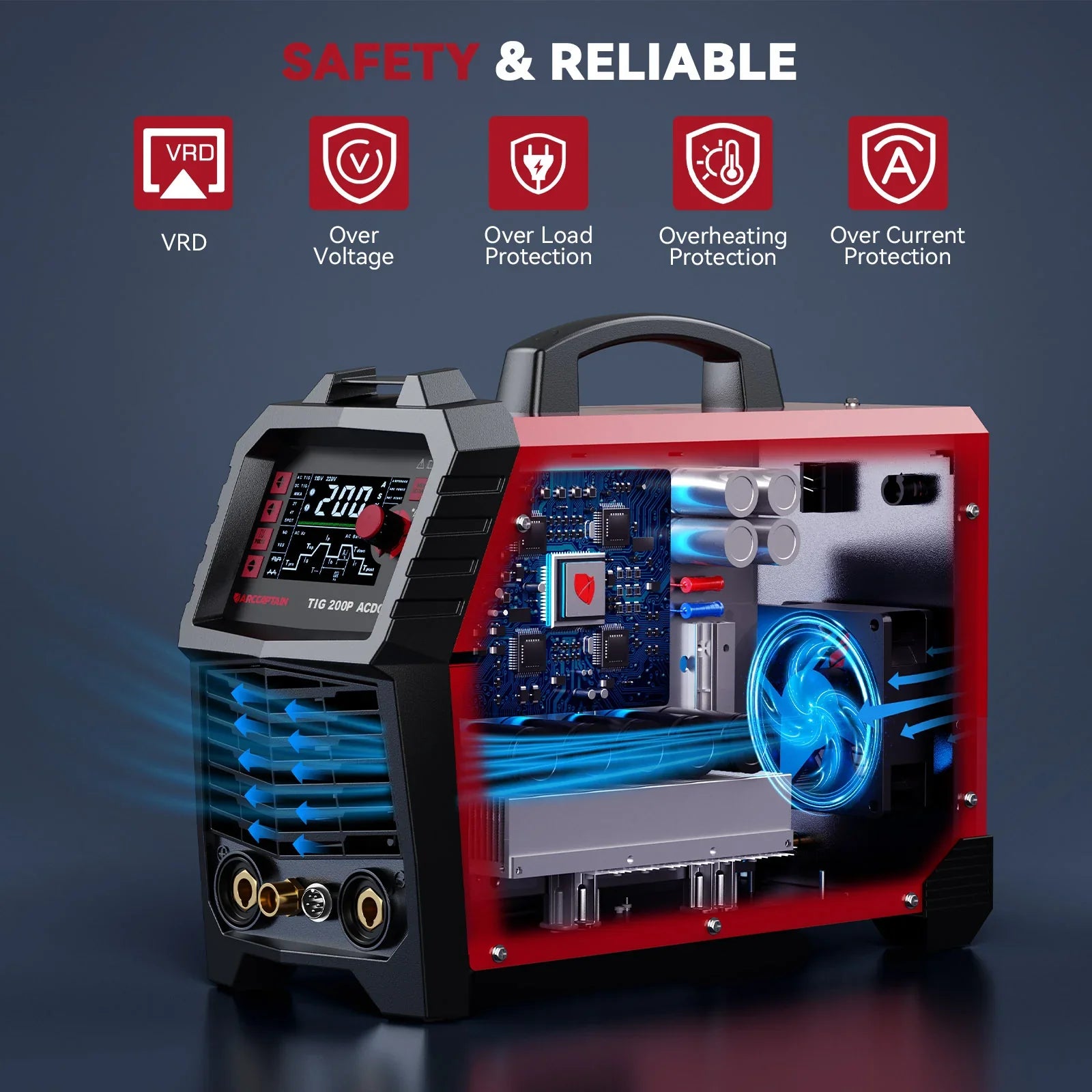 Arccaptain TIG200P Aluminum Welder AC/DC Pulse TIG Multi Process 110V/220V New
