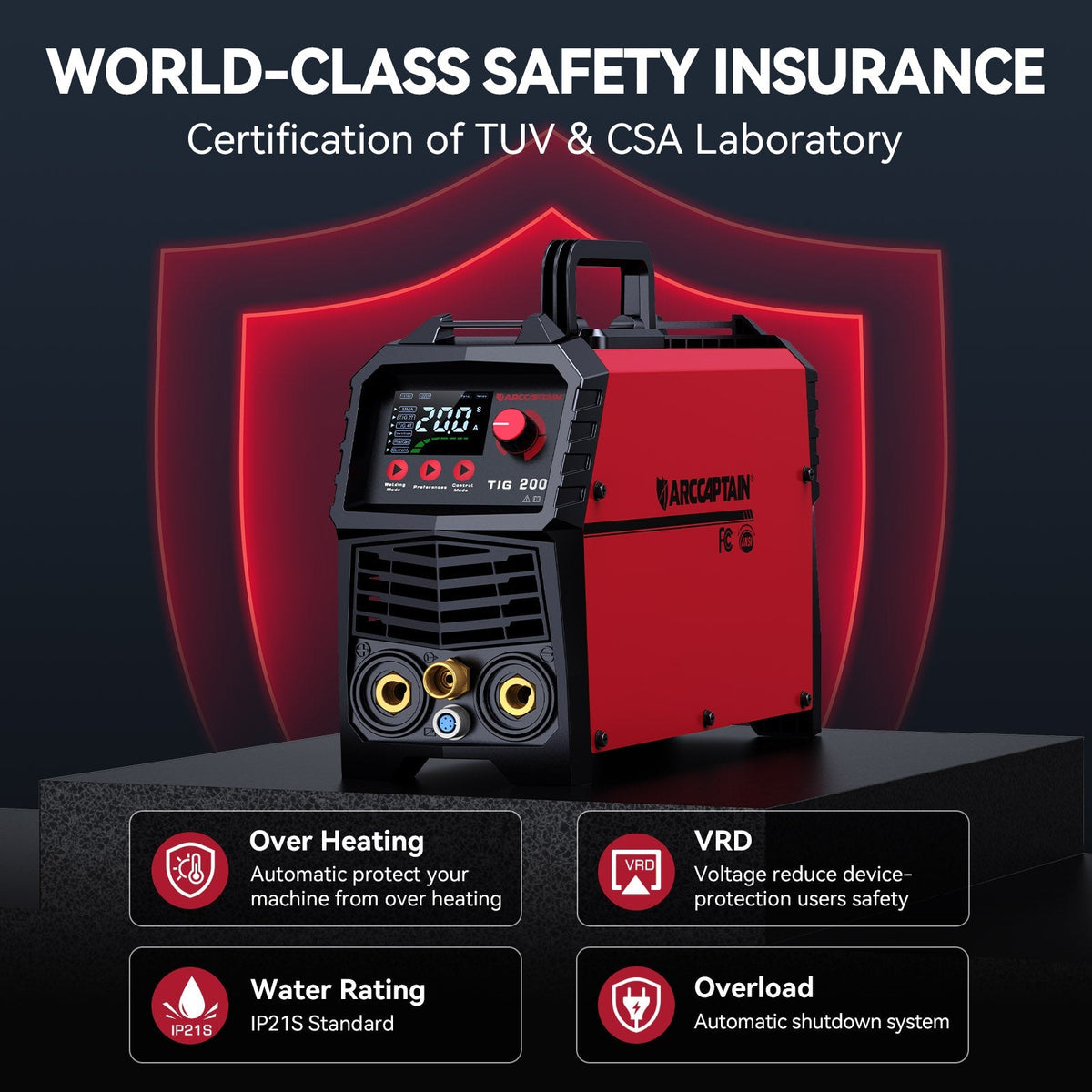 Arccaptain TIG200 Welder DC TIG High-Frequency 200A IGBT Inverter 110/220V New