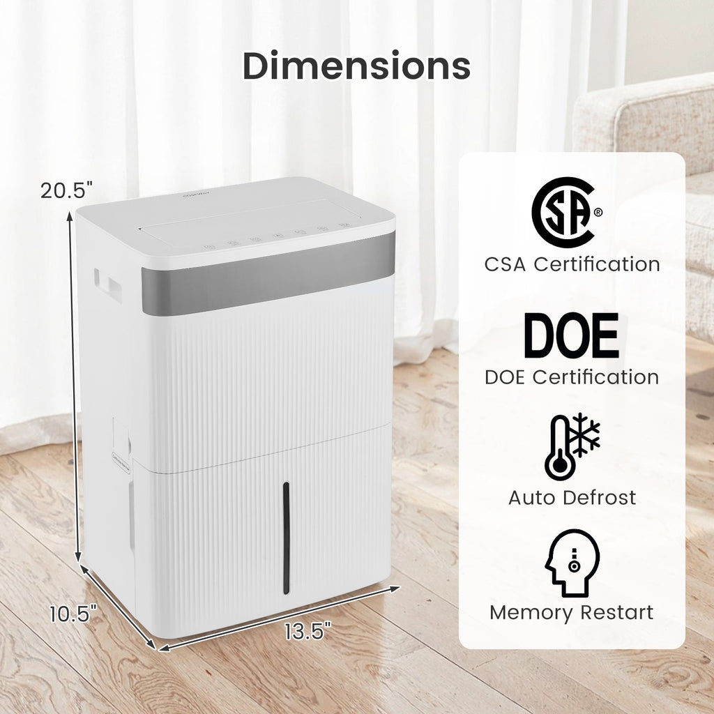 Costway 96 Pint Dehumidifier 24H Timer 3-Color Indicator 46500364 New