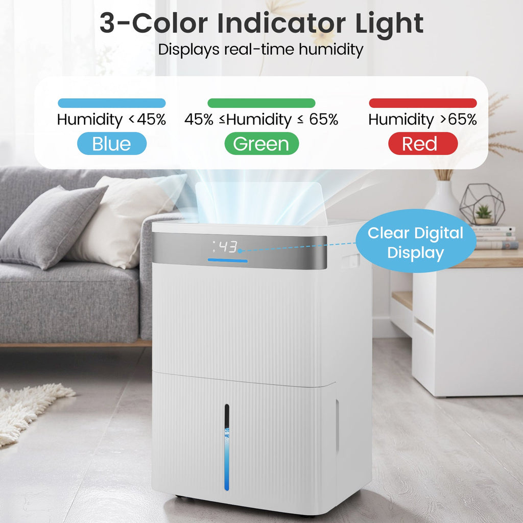 Costway 96 Pint Dehumidifier 24H Timer 3-Color Indicator 46500364 New