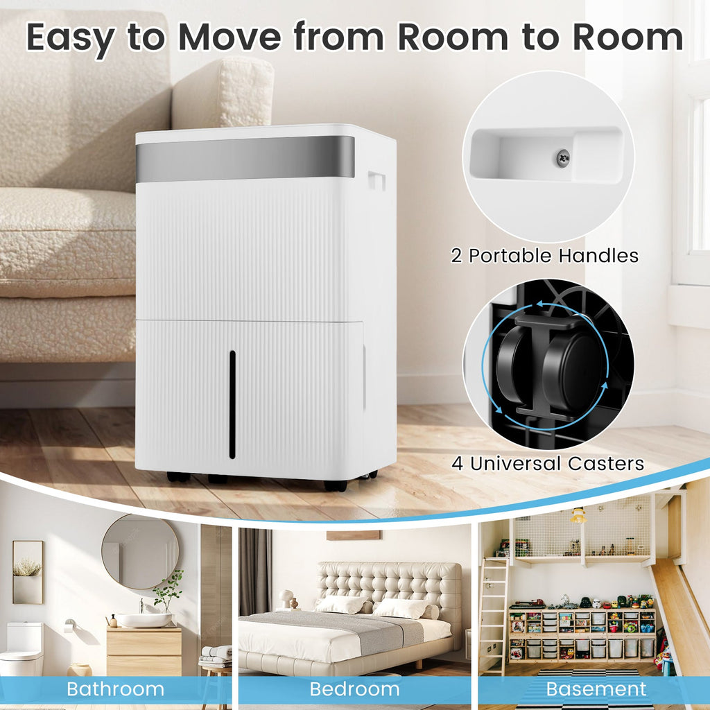 Costway 96 Pint Dehumidifier 24H Timer 3-Color Indicator 46500364 New