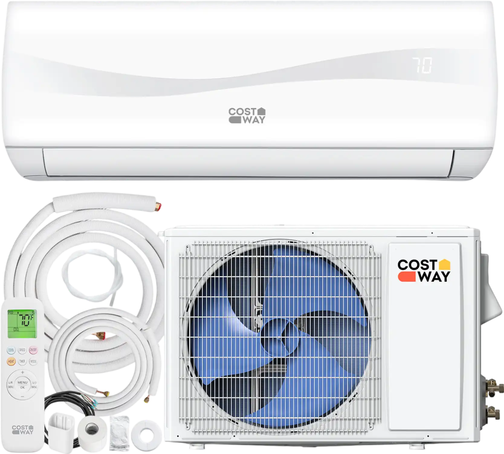 Costway 9100 BTU 19 SEER2 Mini Split Air Conditioner Heat Pump 208-230V 21763411 New