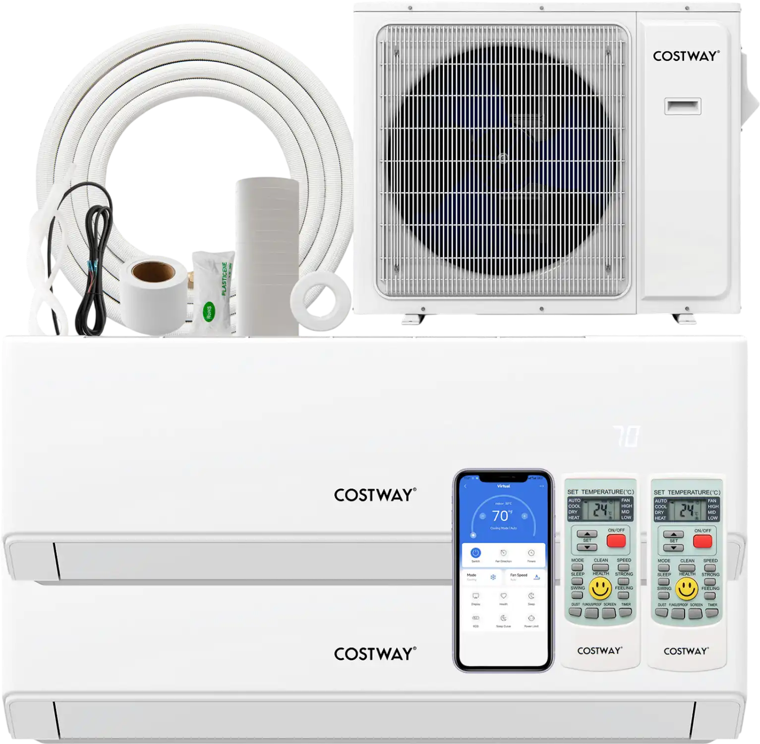 Costway UltrEco 24000 BTU 2 Zone 23 SEER2 Wifi Mini Split Air Conditioner Heat Pump 51076203 New