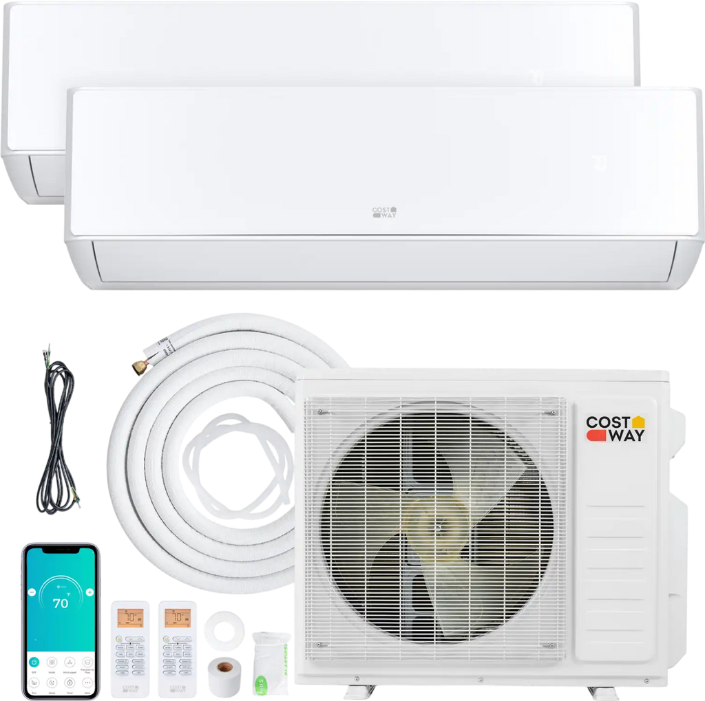 Costway X-Pro 27,000 BTU 2 Zone 24 SEER2 Mini Split AC Heat Pump 75364436 New