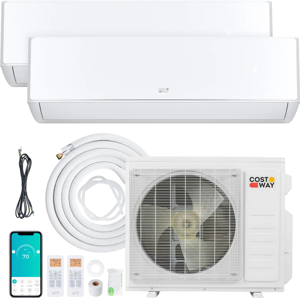 Costway X-Pro 27,000 BTU 2 Zone 24 SEER2 Mini Split AC Heat Pump 75364436 New