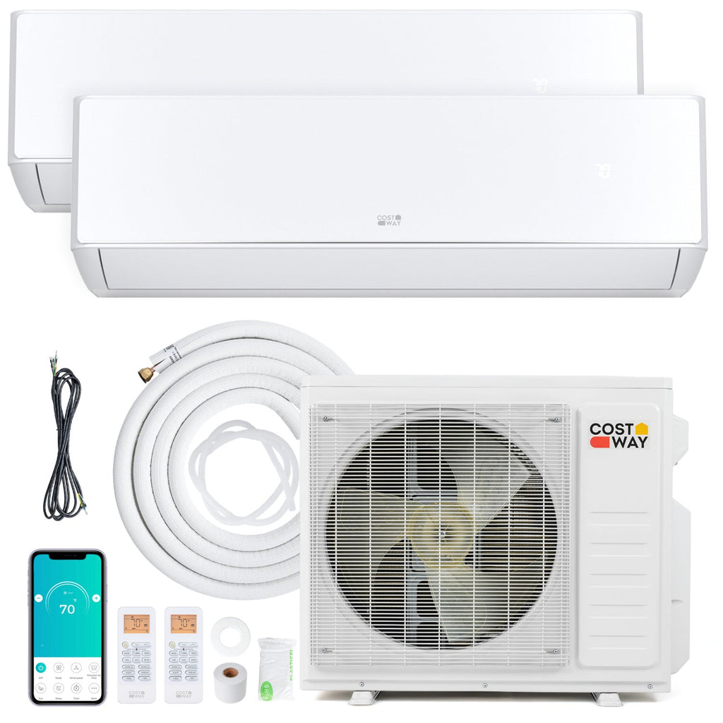 Costway X-Pro 27,000 BTU 2 Zone 24 SEER2 Mini Split AC Heat Pump 75364436 New