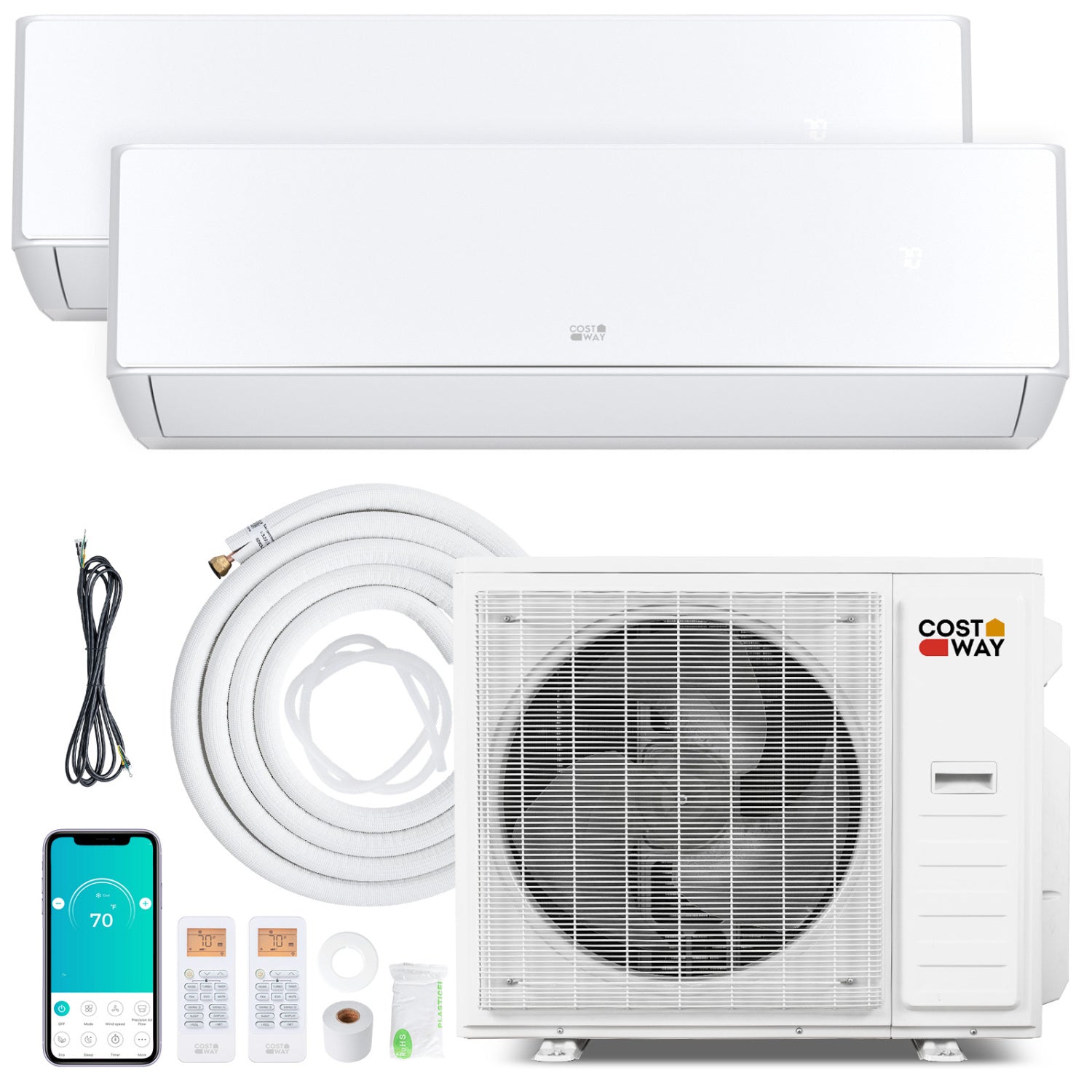 Costway X-Pro 35,000 BTU 2 Zone 22.5 SEER2 Mini Split AC Heat Pump 76614809 New
