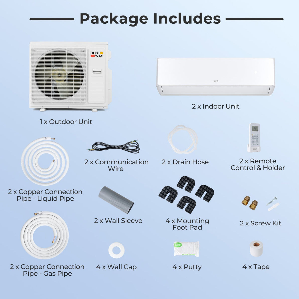 Costway X-Pro 35,000 BTU 2 Zone 22.5 SEER2 Mini Split AC Heat Pump 76614809 New