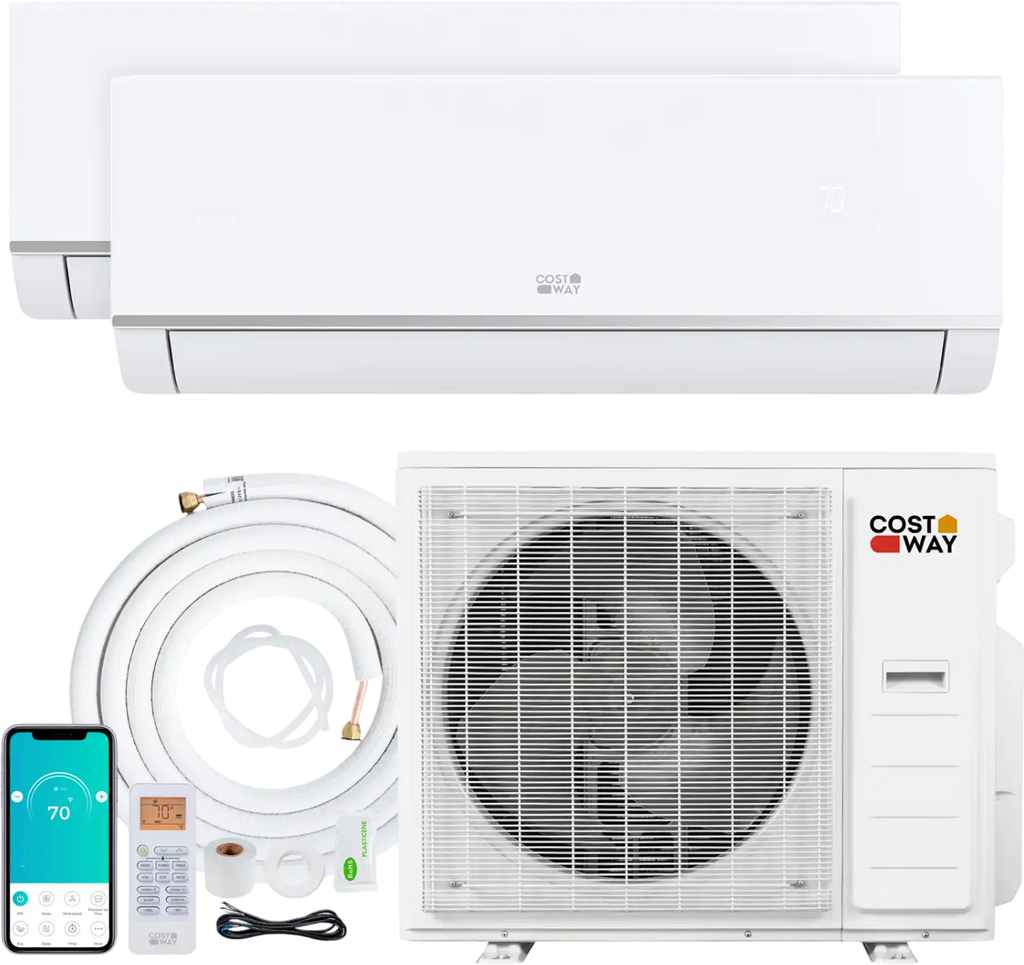 Costway 38,000 BTU 2 Zone 20 SEER2 Mini Split AC Heat Pump 70644572 New