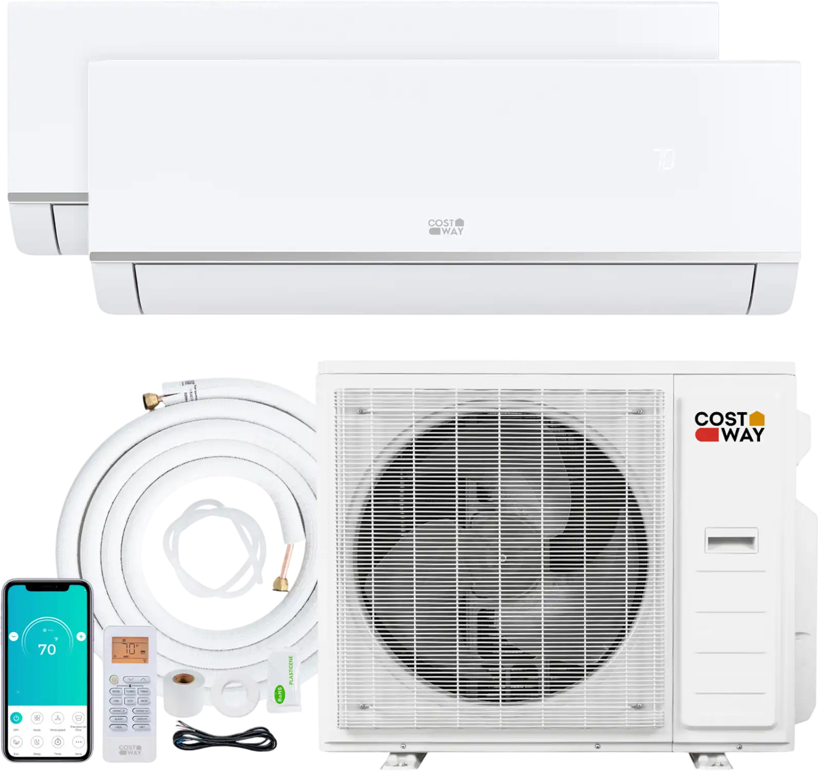 Costway 38,000 BTU 2 Zone 20 SEER2 Mini Split AC Heat Pump 70644572 New