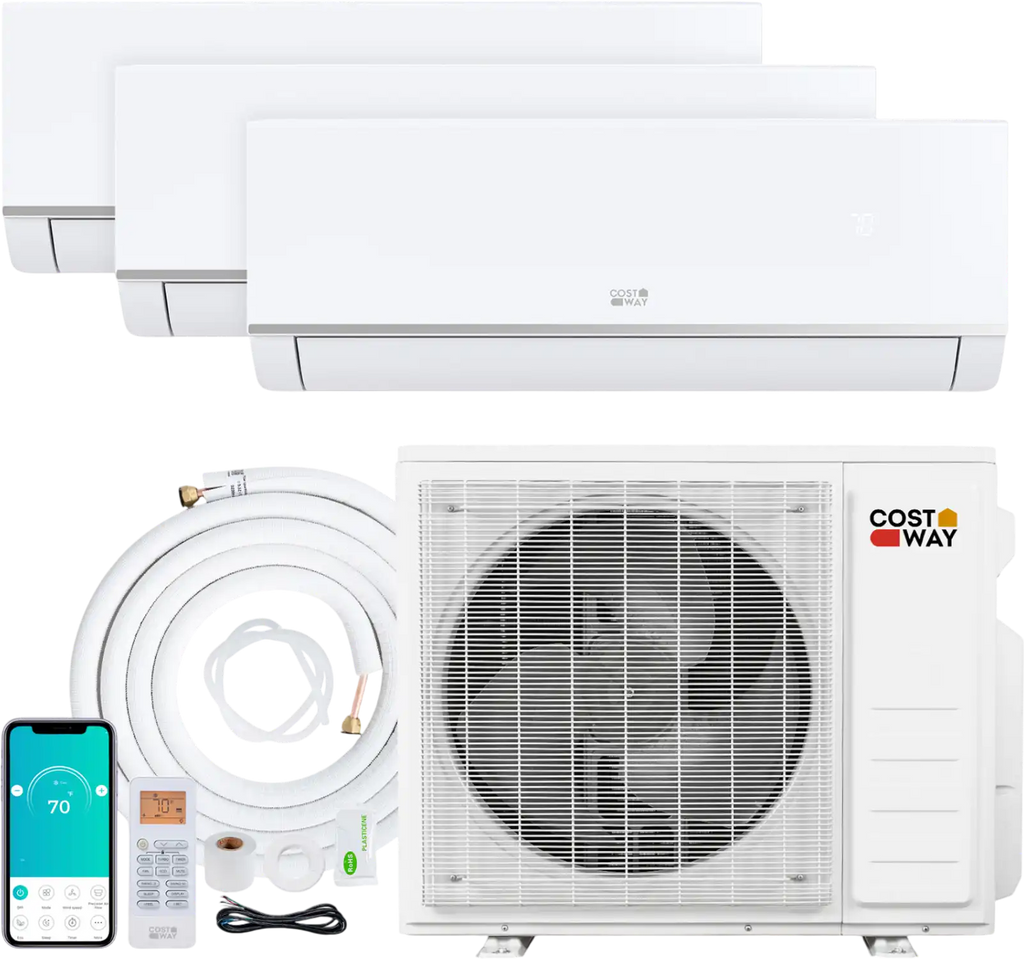 Costway Blast Pro 28000 BTU 3 Zone 20 SEER2 Mini Split AC Heat Pump 94274217 New