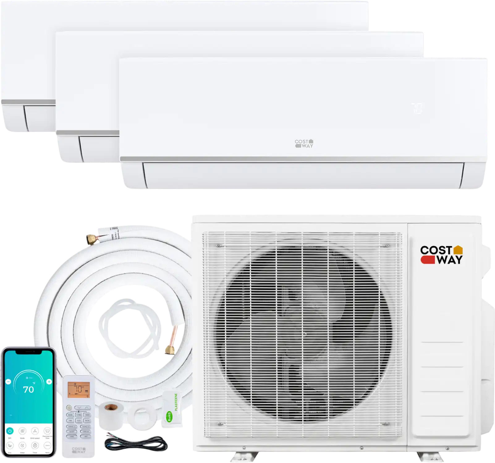 Costway Blast Pro 28000 BTU 3 Zone 20 SEER2 Mini Split AC Heat Pump 94274217 New