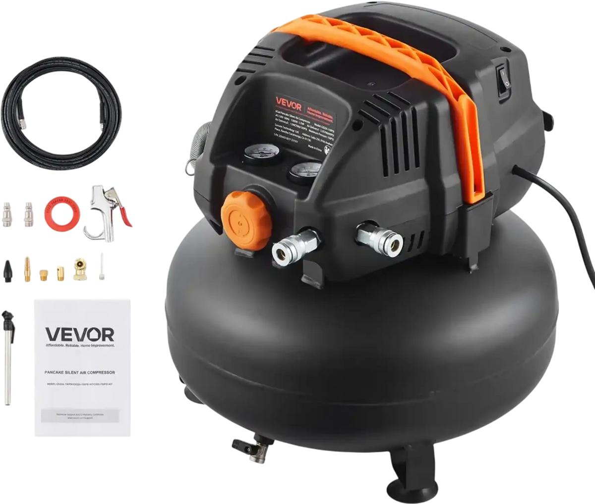 Vevor Air Compressor 150 PSI 6 Gallon Portable Pancake with 12-Piece Accessory Kit New