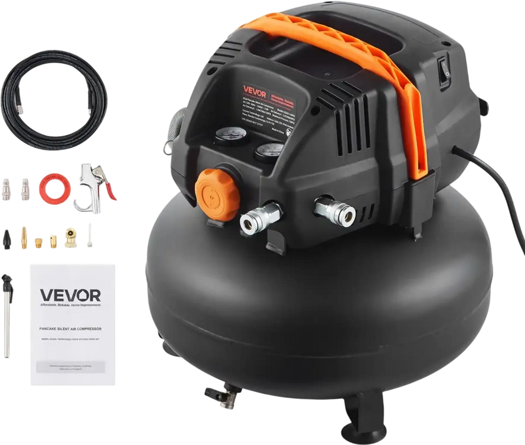 Vevor Air Compressor 6 Gallon 150 PSI Portable Pancake with 12-Piece Accessory Kit New