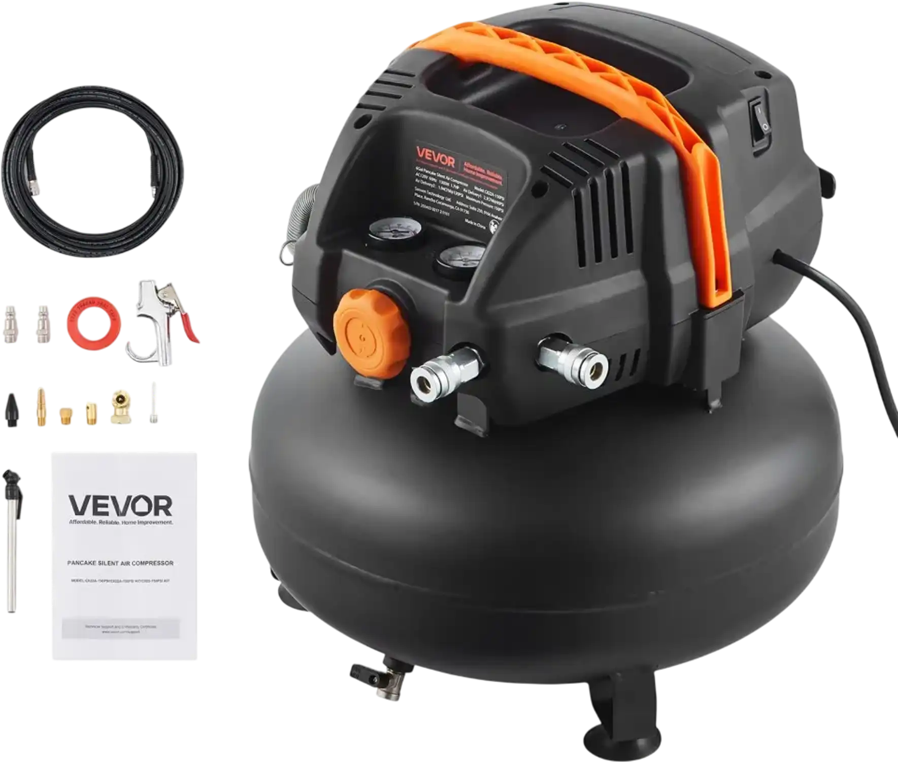 Vevor Air Compressor 6 Gallon 150 PSI Portable Pancake with 12-Piece Accessory Kit New