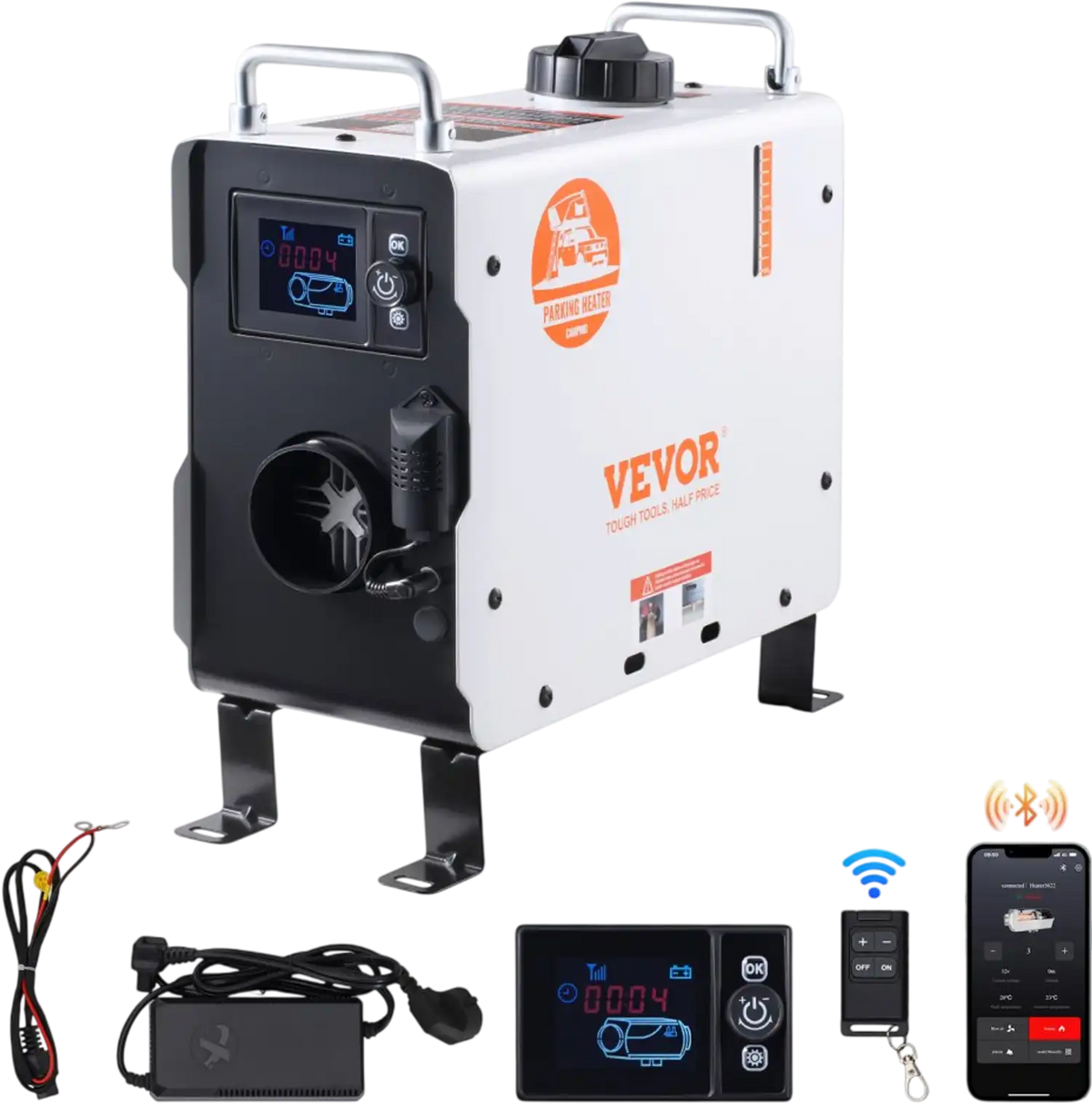 Vevor Diesel Heater 2kW 12V/24V All-in-One Bluetooth App Remote Control Portable Heater New