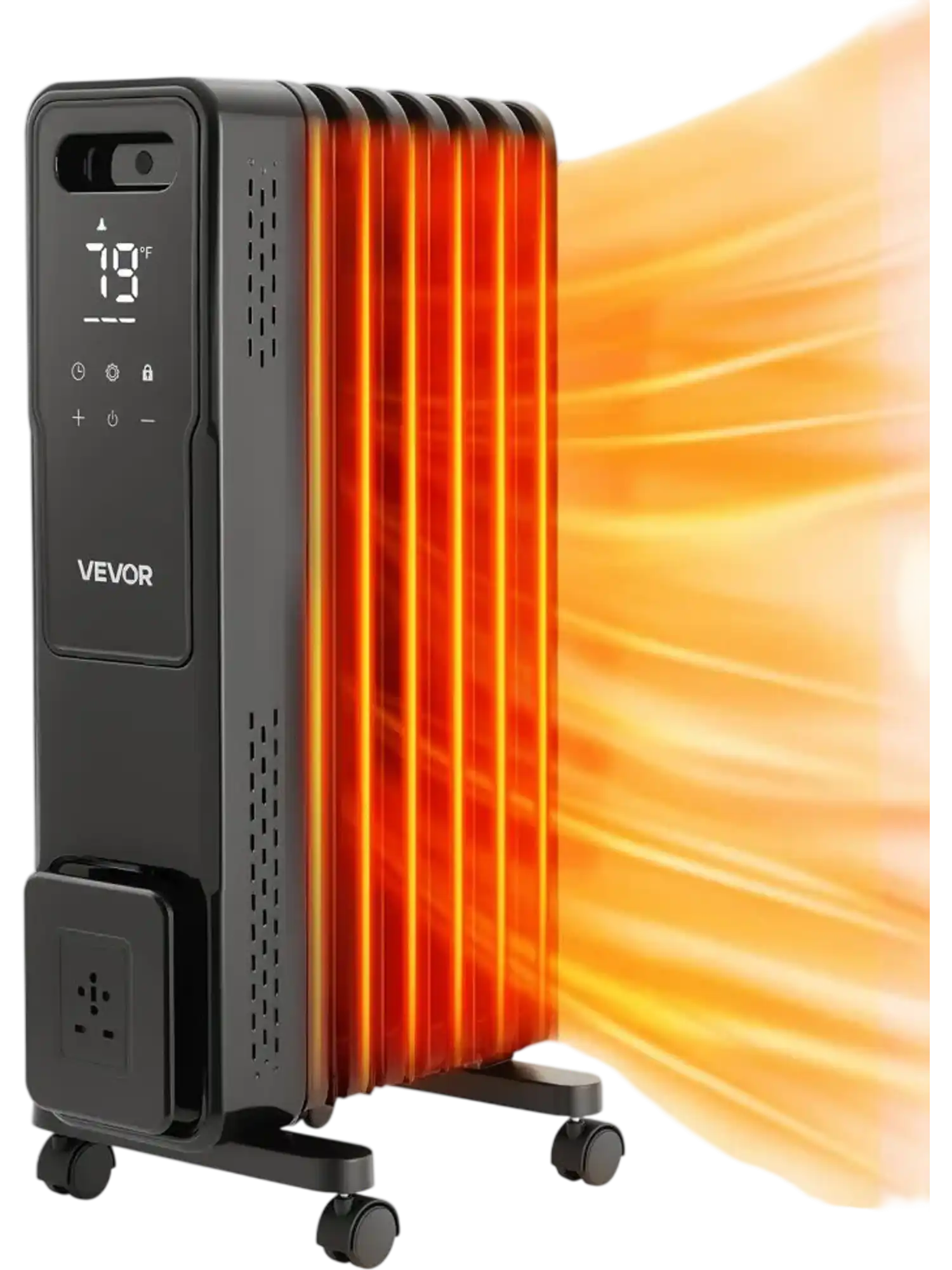 Vevor Oil Filled Radiator 1500W Radiant Space Heater with Remote Control Black New