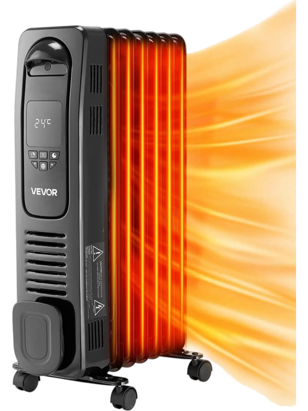 Vevor Electric Oil Filled Radiator 1500W LED Screen Thermostat Remote Control Black New