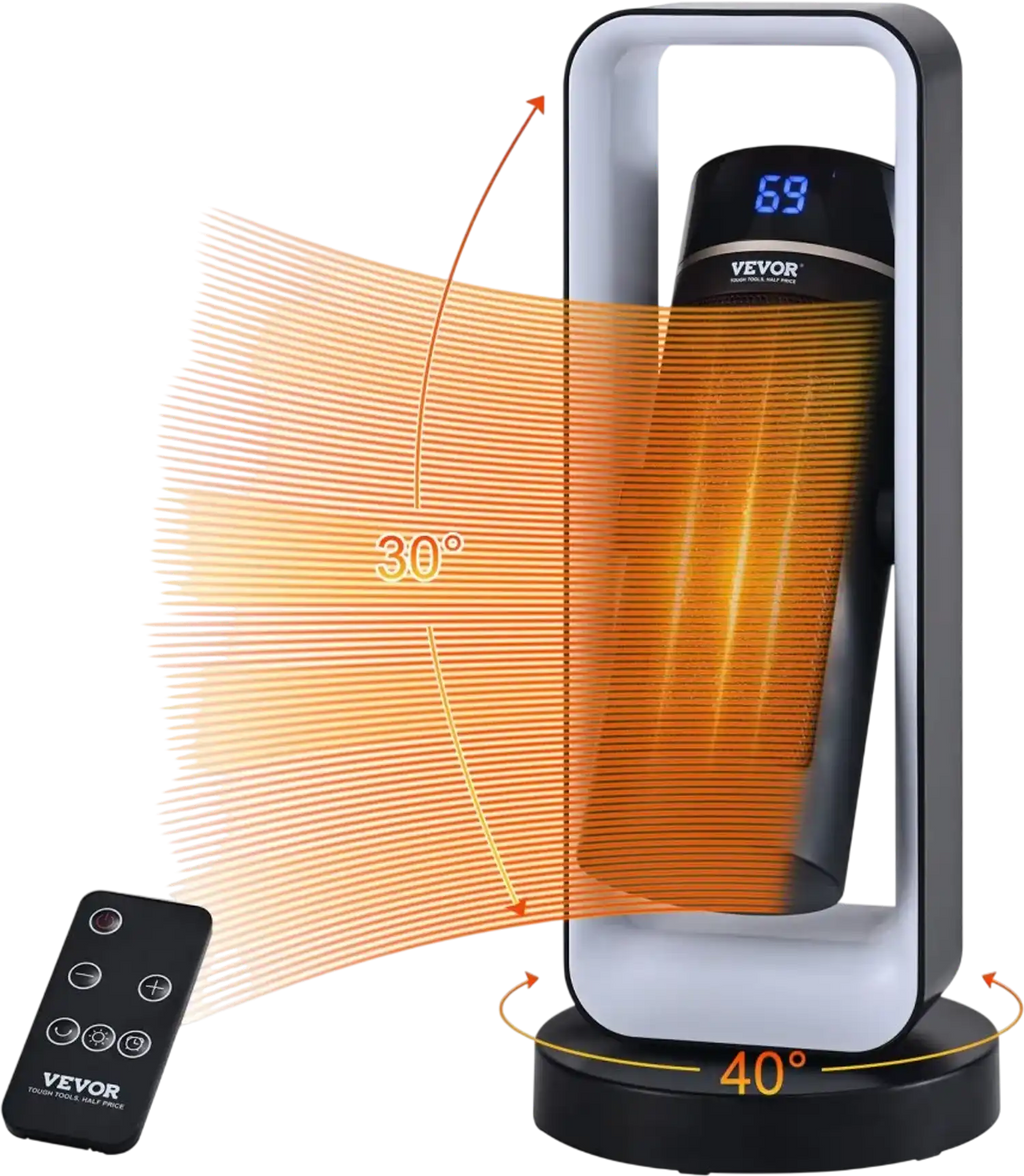 Vevor Space Heater Quiet Ceramic Fan with Thermostat Remote Control 20" New