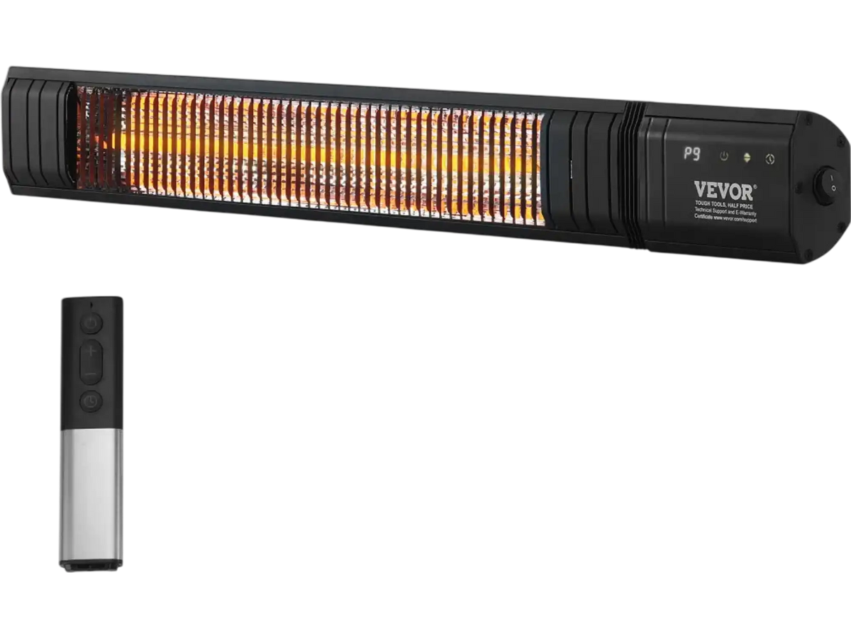 Vevor Infrared Heater 1500W Carbon Outdoor Wall Mount with Remote & 24H Timer New