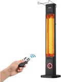 Vevor Infrared Heater 1500W Outdoor Electric Space Heater with Remote Control Black New