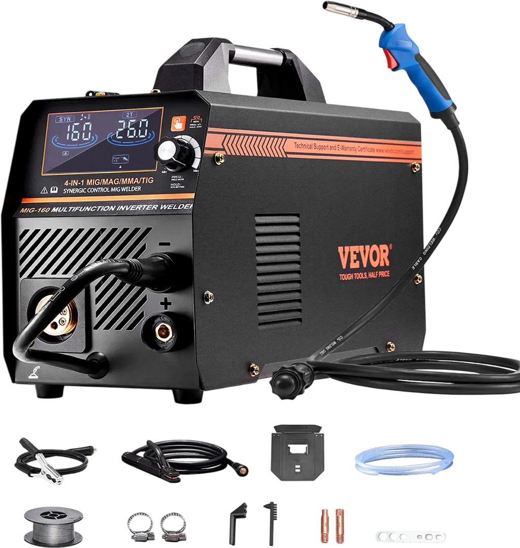 Vevor Synergic MIG Welder 160 Amp 4-in-1 Multi-Process Machine with IGBT Inverter 110/220V New