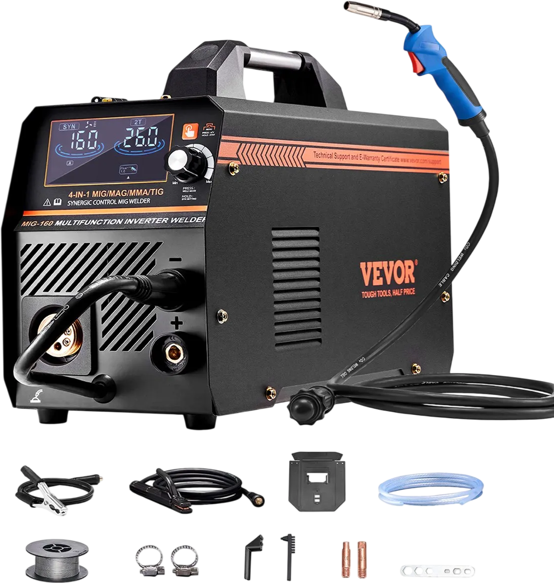 Vevor Synergic MIG Welder 160 Amp 4-in-1 Multi-Process Machine with IGBT Inverter 110/220V New