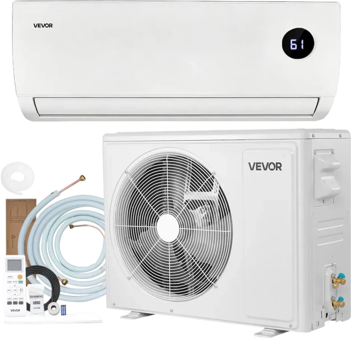 Vevor Mini Split Air Conditioner 12,000 BTU AC / 12,500 BTU Heat 230V 19 SEER2 Inverter System New