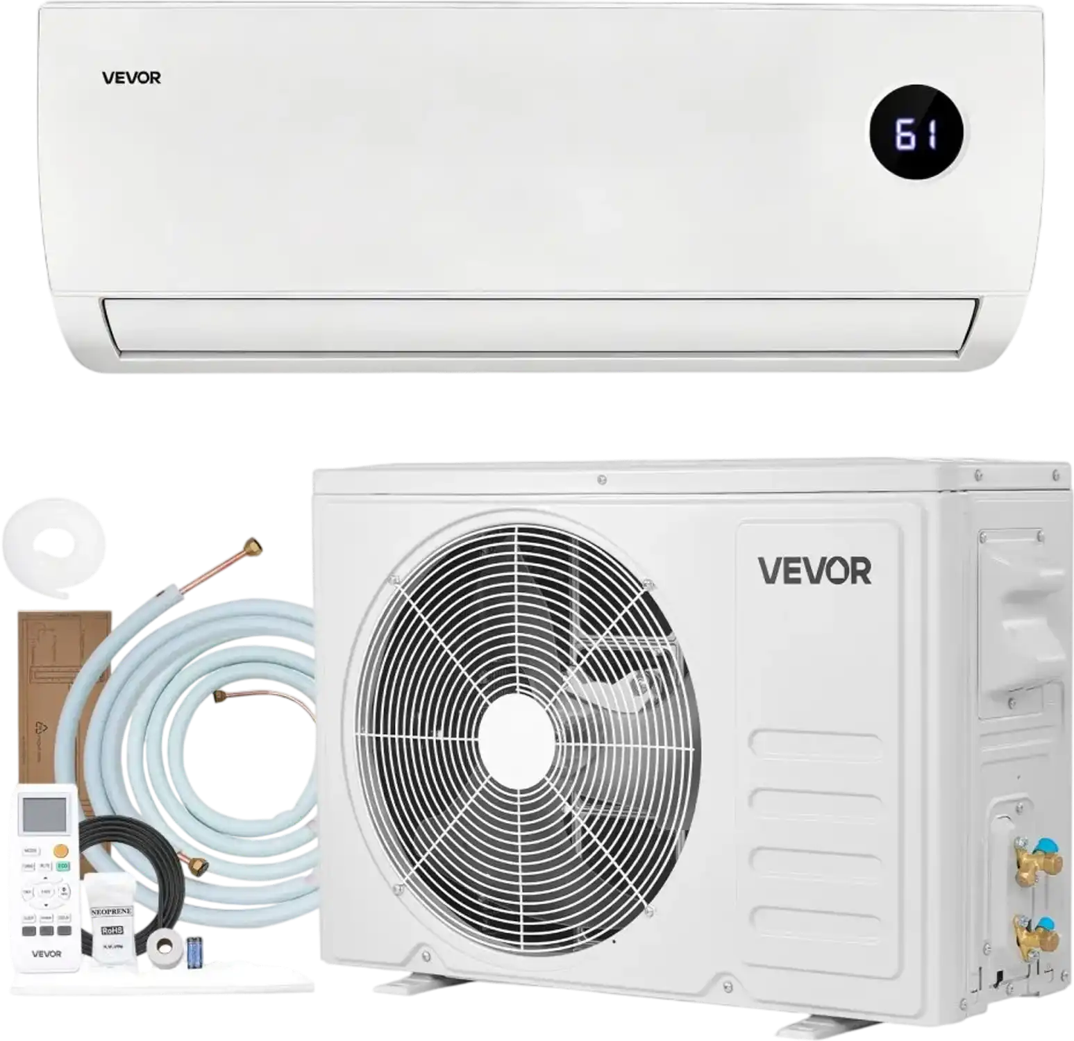 Vevor Mini Split Air Conditioner 9000 BTU 230V 19 SEER2 Quiet Inverter System New