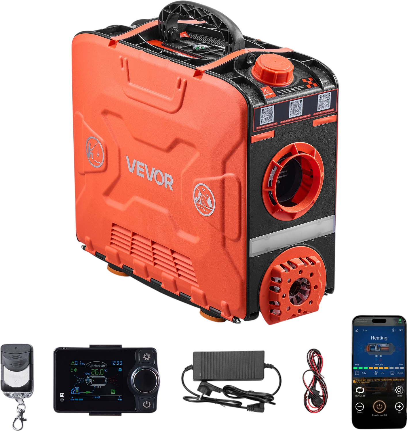 Vevor Portable Diesel Heater 8kW 108-161 Sq. Ft. with Bluetooth Remote Control 12V DC New