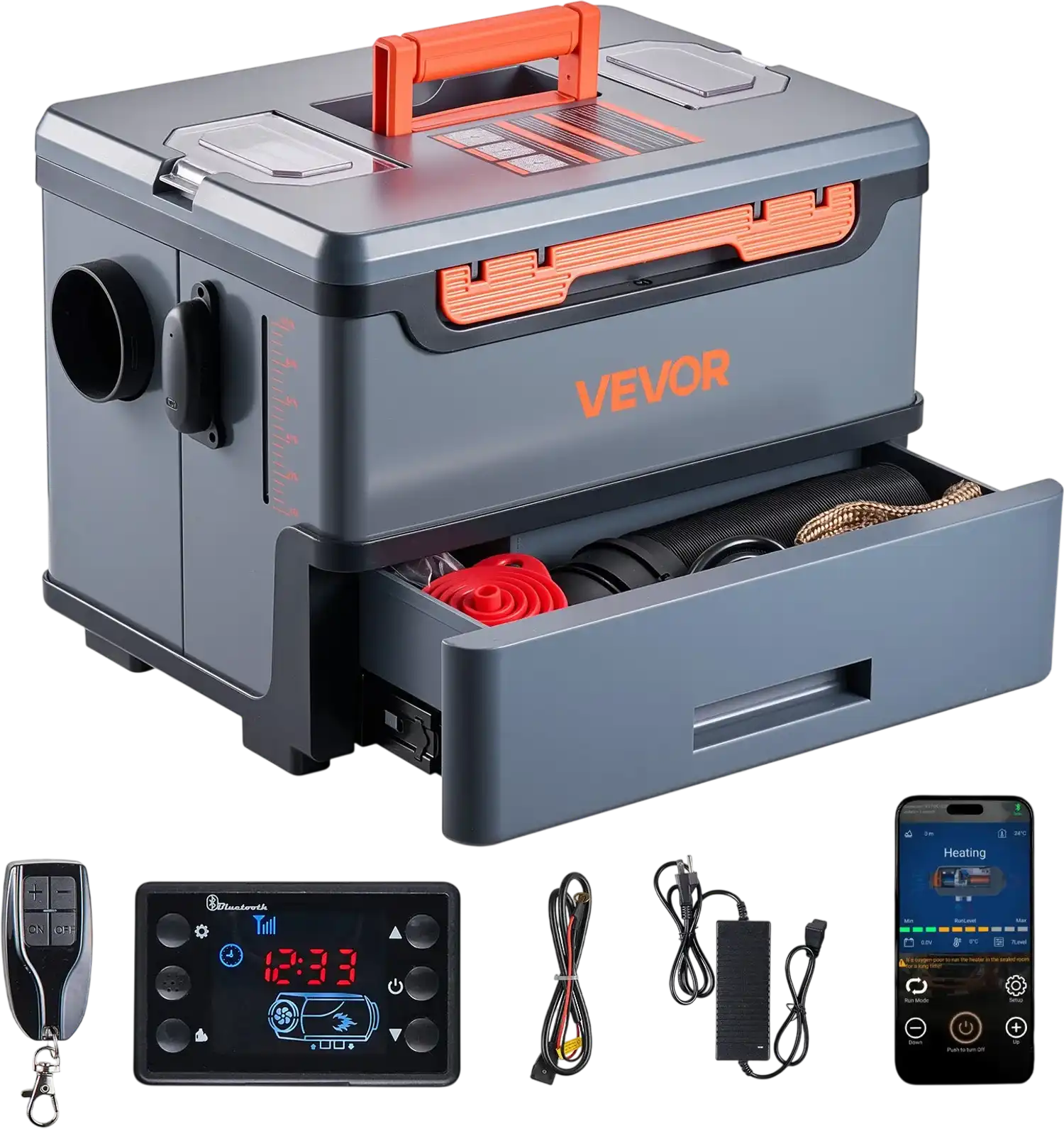 Vevor Diesel Heater Portable 8KW Bluetooth Remote Control 12V/24V New
