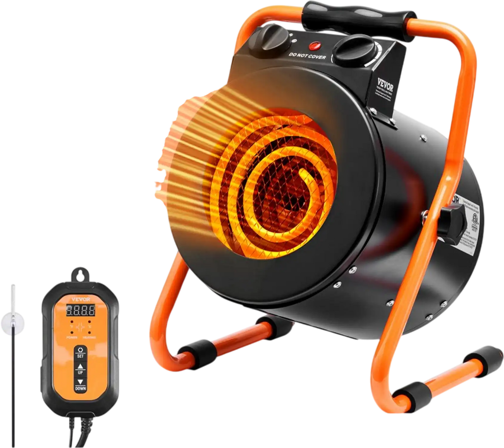 Vevor Greenhouse Heater Small Portable Heater with Thermostat 1500W 5118 BTU New